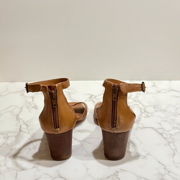 Lucky Brand | Women’s Jodella Buckle Wedge Sandals | Tan Leather | Size 8.5M - Picture 3 of 4